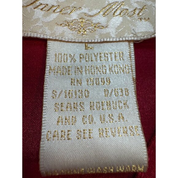 Vintage Inner Most Womens Satin Button Up Pants Pajama Set Size L Red Sleepwear - Picture 3 of 14